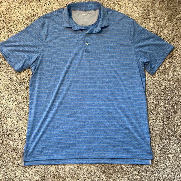 Johnnie-O Newton Striped Polo Shirt XL Blue Gray Stretch Prep-Formance Golf - Picture 2 of 5